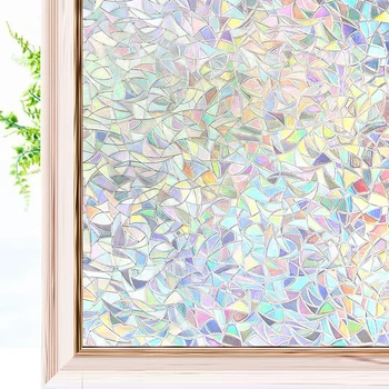 3D Rainbow Poveikis Window Films Privatumo Dekoratyvinė Plėvelė Anti-UV, Ne Klijai Statinis Kabintis Stiklo Lipdukas Namų Virtuvės, Biuro