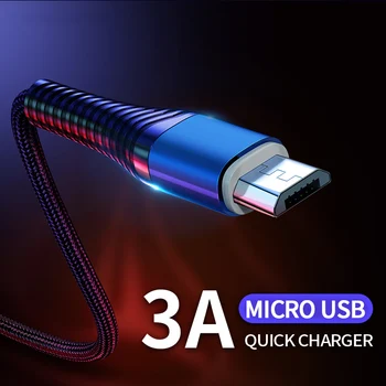 Micro USB Kabelis 3A Greito Įkrovimo Duomenų Sinchronizavimo Laidas Microusb Kabelis Andriod USB Laidas Mobiliojo Telefono Kabelis 