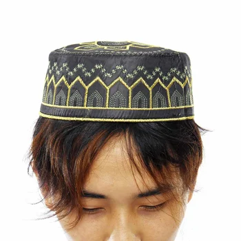 Mados Islamo Musulmonų Maldos Kepurės Kepurės Kepurės Indijos Skrybėlę Topi Kufi Apvalus Dangtelis Eid Ramadanas Melstis Arabų Musulmonų Vyrų Naują Atvykimo 2019