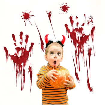 Siaubo Helovinas Apdailos Sienų Lipdukai Kruvinų pirštų Atspaudų Blooding Handprint Koja 3D Tapetai Vandeniui Grindų Durų Dekoras
