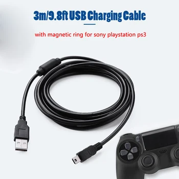3m/9,8 pėdų USB Įkrovimo Kabelis su Magnetiniu Žiedu PS3 Belaidis Valdiklis USB Kroviklis skirtas Sony Playstation PS3 Priedai