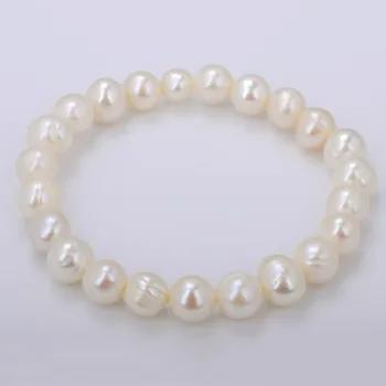 1Pc Natūralių Gėlavandenių Perlų Apyrankė Baltas Ruožas Nuotakos Vestuvių Bangle