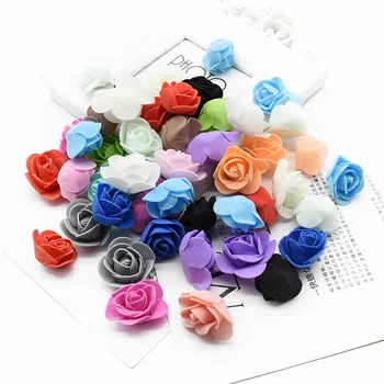 200 Vienetų Dirbtinės gėlės 3cm PE rožių galvos vestuvių dekoratyvinės gėlės netikrą gėlių scrapbooking Valentino Dienos dovanos