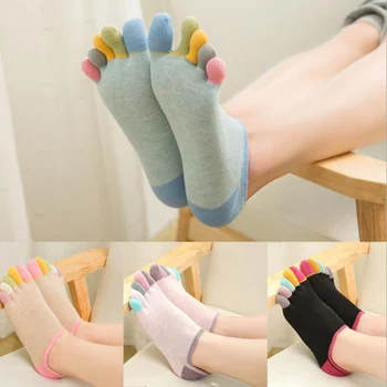 1 pora medvilnės penkių pirštų kojinės moterims maža, kad padėti spalva kojų kojinės su prakaitas sugeriančios 5 kojų nematomas dezodoruojantis kojų kojinės