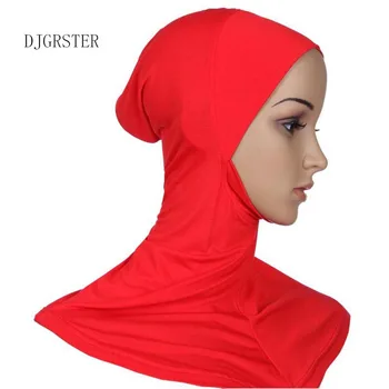 DJGRSTER Minkštas Stretchble Musulmonų Sporto Vidinis Hijab Kepurės Islamo Underscarf Skrybėlės Crossover Klasikinio Stiliaus Hijab Apdangalai, Pilnas draudimas