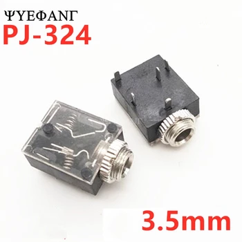 10VNT PJ324 5 Pin 3,5 mm Stereo Audio jungtis Socket PCB Panel Mount Ausinių Su Veržle PJ-324M