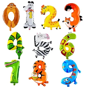 30-50cm 16 Colių Animacinių filmų Gyvūnų Skaičius Folija Balionų Šalis Skrybėlę Skaitmenų Gimtadienio Žaislų Vaikams