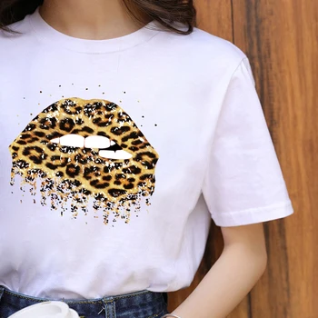 Moterų Harajuku Atsitiktinis Viršūnes Tee Vasaros Cool Leopard Kaukolė Grafinis Atspausdintas Black T-shirt Moterims, Mados Trumpas Rankovės Tshirts
