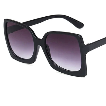 Negabaritinių moteriški akiniai nuo saulės, Didelis rėmas Kvadratas juodos Markės Dizaino mados atspalvių moterų Gradientas vintage akiniai nuo saulės moterų