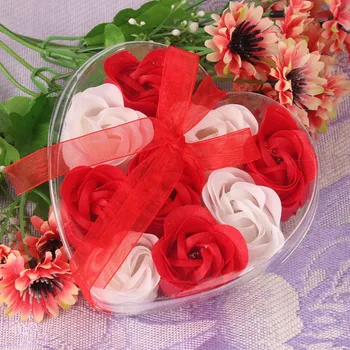 9PC Muilo gėlių Kvapus, Rožė, Gėlės Žiedlapis Vonia, Kūno Muilas Vestuves Dovanų Širdies formos dovanų dėžutėje Rožių Muilas Valentino Diena dovana