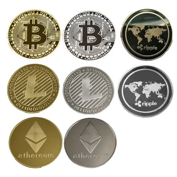 Paauksuoti Bitcoin Tiek monetos Ripple Litecoin Ethereum Surinkimo Dovana 40mm Cryptocurrency Monetos Metalo Atminimo Monetos