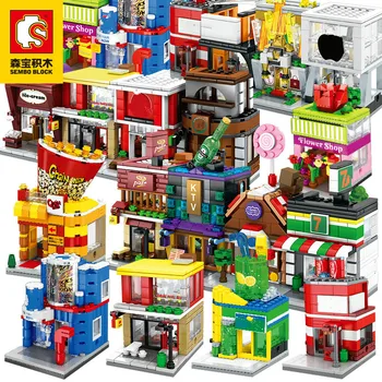 Sembo Blokuoti Mini Miesto Gatvės Parduotuvėje Statybinės Plytos Chinatown Serijos Švietimo Vaikas Žaislas