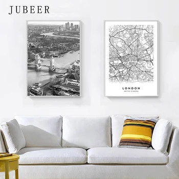 Šiuolaikinės niujorko, Londono, Paryžiaus Miesto Žemėlapį Sienos Meno Nuotrauką Kambarį Juoda ir Balta Plakatai ir Spausdina Namų Dekoro