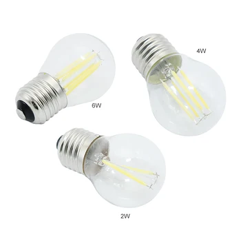 Retro G45 LED 2W 4W 6W šviesos srautą galima reguliuoti, Kaitinamosios Lemputės E27 E14 COB 220V Stiklo shell 