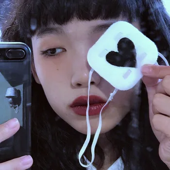 Japonijos Creepy Juoda Širdies Minkštas Moterų Eyepatch Rankų Darbo Mergina Harajuku Akių Pleistras