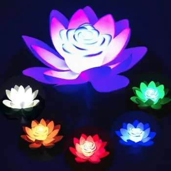 Dirbtinės Šviesos diodų (LED) Spalvingas Lotus vandeniui netikrą tvenkinys gėlės Lotus Lapų Lily Vandens Žibintų Festivalis Apdailos Šviesos