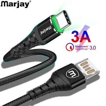 Marjay 3A Greitai Įkrauti 3.0 Grįžtamasis Micro USB C Tipo Kabelio 