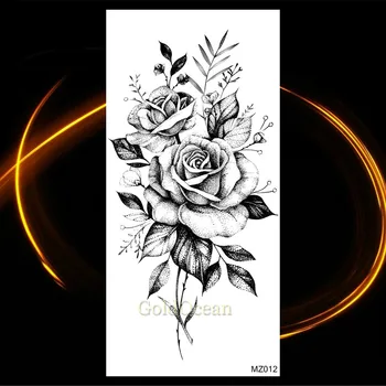 Didelis Rožių Gėlių Laikinos Tatuiruotės Netikrą Jewelrys Dizaino Pakabukas Chna Vandeniui Netikrą Tatuiruotę Decal Moterų Kūno Menas Tatoos Rankos 3D