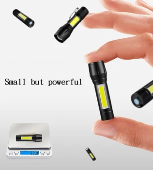 Mini Nešiojamas 2 LED Žibintuvėlis COB USB Įkrovimo Žibintų 3 Darbo Režimai Flash Šviesos Fakelas, Lauko Žvejyba, Kempingas Žibintai