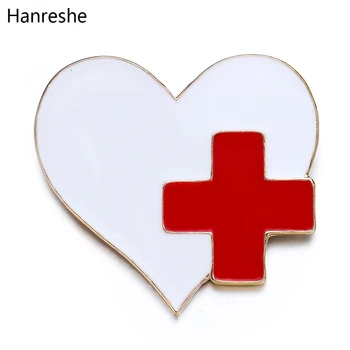 Širdies formos Medicinos Logotipas Raudonojo Kryžiaus Emalio Sagės, Segtukai, Aksesuarai Medicinos Papuošalai Gydytojų, Slaugytojų Atvartas Smeigtukai Emblemos Dovana
