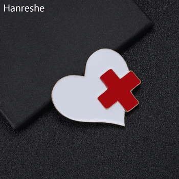 Širdies formos Medicinos Logotipas Raudonojo Kryžiaus Emalio Sagės, Segtukai, Aksesuarai Medicinos Papuošalai Gydytojų, Slaugytojų Atvartas Smeigtukai Emblemos Dovana
