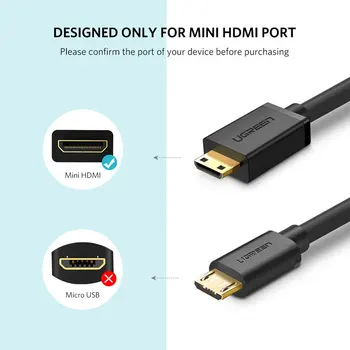 Ugreen Mini HDMI suderinamus Kabelio Adapteris 4K už Aviečių Pi ZeroW vaizdo Kamera, Nešiojamas Mini HDMI suderinamus Kabelio Adapteris