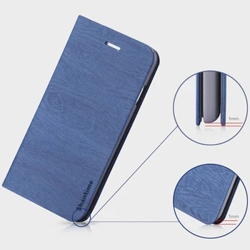 Medienos grūdų PU Odos Telefoną Atveju Huawei P Smart 2021 Flip Case For Huawei Y7A Verslo Piniginės Atveju Minkštas Silikoninis Galinio Dangtelio