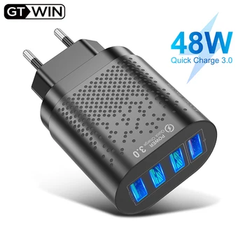 GTWIN 48W Greitai Įkrauti 3.0 USB Įkroviklis, Sieninis Kroviklis MUMS, EU Plug 3A Multi Port Greito Įkrovimo Adapteris, Skirtas 