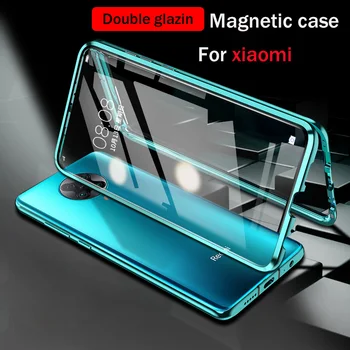 360 Magnetinio Adsorbcijos Metalo Atveju Xiaomi Redmi Pastaba 10 9 9A 9C 9S 8 8T 8A 7 K20 9T Pro Poco X3 NFC Dvipusis Stiklo danga