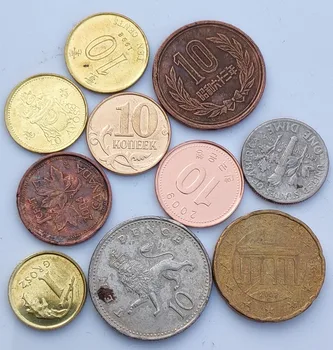 Originalios 10 Naudoti Monetų Kolekciją Nustatyti Nuo Pasaulio Dydis 15-25mm Azijoje, Afrikoje, Amerikoje, Europoje Kolekcines Monetos Ne valiutos Monetų