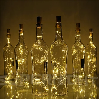 2M-20-LED Varinės Vielos String Light su Butelio Kamštis Stiklo Amatų Butelis Vestuvių Dekoravimo Kalėdų string žibintai