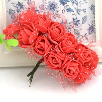 Pigūs 144PCS Mini Dirbtinis Burbulas Rožių Puokštė Įvairių spalvų Vestuvių Namų Puošybai Dirbtinių Gėlių Amatų Girliandą Priedai