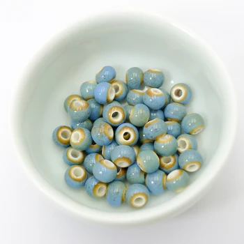 Jingdezhen Keramikos granules auskarai padaryti ne stiklo Procelain granulių papuošalai priėmimo 6mm 50pieces/daug karoliukai #A514B