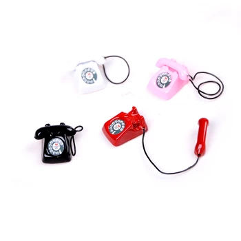 1/2VNT 1:6/1:12 Masto Mini Mygtukai Telefono Ausinės Vintage Telefono Miniatiūriniai Lėlių Žaislas, Lėlė Kambarį Lėlės Priedai