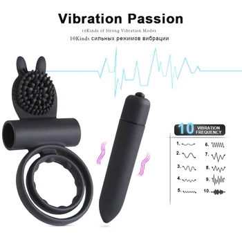 Silikono 10 Greičio Vibruojantis Varpos Massager Dual sekso Cockrings Kapšelį Atidėti Ejakuliacija Erotinis sekso žaislai Vibratorius Vyrams