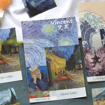 JIANWU 40sheets Žinomų tapybos lipdukai Van Gogh Aliejaus Tapybai Modelis pasaulyje šedevras kietas leidinys lipdukas, raštinės reikmenys