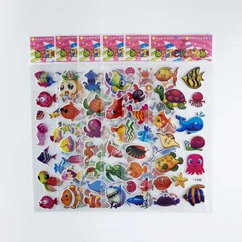 12 lapų/set jūrų žuvų modelį, vaikai 3D animaciją lipdukai burbulas PVC scrapbooking lipdukas Vaikų berniukų, mergaičių mielas dovana