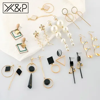 X&P Vasaros korėjos Geometrinis Vintage Auskarai Moterų Mados Akrilo Aukso Paprasta Lašas Tabaluoti Auskarai 2019 Papuošalai