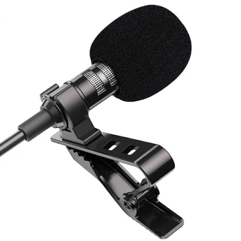 1,5 m Mini Nešiojamieji Lavalier Microphone Kondensatoriaus Clip-on Atvartas Mic Laidinio Mikrofo/Microfon už Telefoną, Nešiojamąjį KOMPIUTERĮ