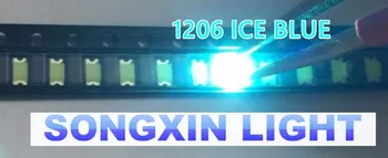 100VNT 3216 1206 Ice Blue 0,01 W Super Ultra Ryškūs SMD LED Indikacija smd 1206 led aišku, mėlyna 1206 diodai