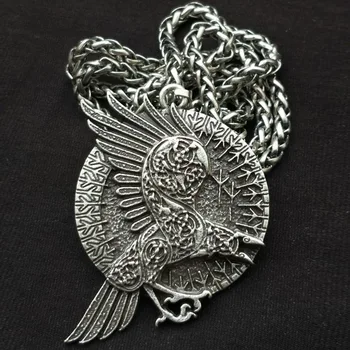Skandinavų Odin Simbolis Viking Varnas Amuletas Runos Algiz Apsaugos Wicca Talismanas Varna Pakabukas Karoliai Vyrų Dropshipping