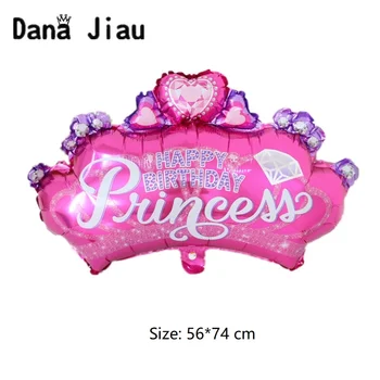 Big Pink Vainiką Folija Balionas Princesė Su Gimtadieniu Balionų Šventė Šalies Diamond Apdaila Oro Ballon Baby Shower Kamuolys