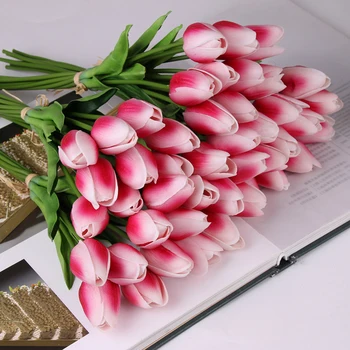 10 Vnt grožio Nekilnojamojo touch gėlės latekso Tulpės Dirbtinių gėlių Puokštė Netikrą gėlių nuotakos puokštė papuošti gėlės vestuvėms