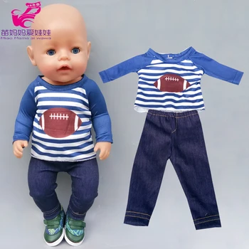 Lėlės drabužius, kūdikių lėlė berniukas futbolo sporto marškinėliai, džinsai, kelnės 18 colių lėlės drabužiai kailis šortai