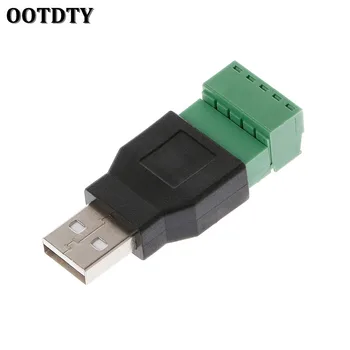 OOTDTY 1Pcs USB female į varžto jungtis USB kištukas su shield jungtis USB2.0 Female jungtis, USB female į varžtas terminalas
