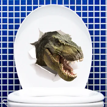 3D Dinozaurai Krokodilas sienų lipduko vaikų kambario Vonios spintos namų apdailos Lipdukai, tapetai Skaldytų tualeto sienos Lipdukai