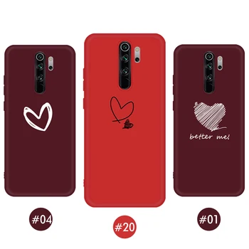 Vyno Raudona Širdis Modelio Atveju apie Xiaomi Redmi K20 7, 7A 6A Pastaba 8 7 5 6 Pro 9 Mi SE 9T Pro 8 A2 A3 Lite CC9 CC9E Minkštos TPU Dangtis