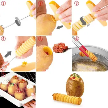 Pardavimo Kūrybos Bulvių Slicer Pasukimo Bulvių Dėklas Spiralinis Peilis Peilio Rankena Supjaustyti Bulvių Vyniotinis Virtuvės Reikmenys Bulvių Įrankiai 40