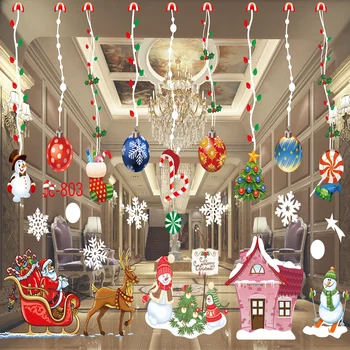Naujųjų Metų Lango Stiklo Siena Lipdukas ant sienos kalėdiniai langų lipdukai, PVC Sniego Miesto Sienų Lipdukai Kalėdinė Dekoracija DA