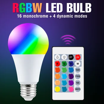 E27 RGB Lampada LED Lemputė Vietoje Šviesos 220V Spalvinga Namų Šaliai Dekoro Pullo RGBW 10W 15W 5W infraraudonųjų SPINDULIŲ Nuotolinio Valdymo Pritemdomi Smart Lemputes